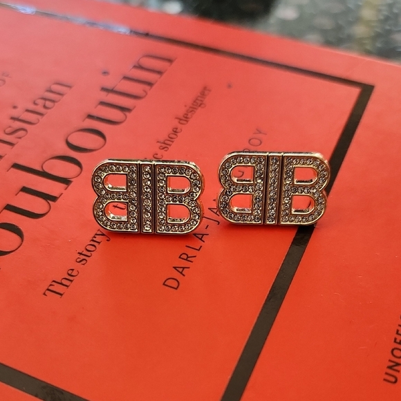 Upcycled Gold Burberry BB Logo Earrings - Picture 1 of 4